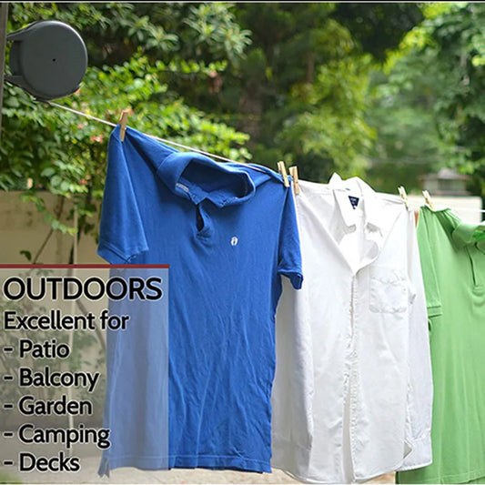 Carvallo Teleskop-tvättlinje | 12 Meter utdragbar tvättlina | Automatisk inrullning | För inomhus & utomhus