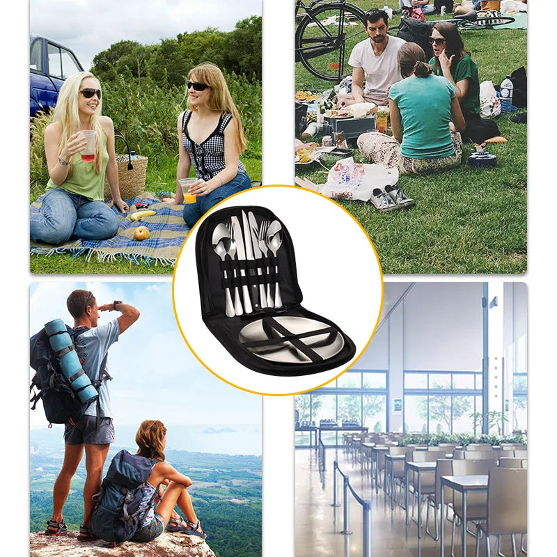 Carvallo Bestickset Silviora Gear | 10/20-delar | Rostfritt stål | För utomhus, picknick & resor