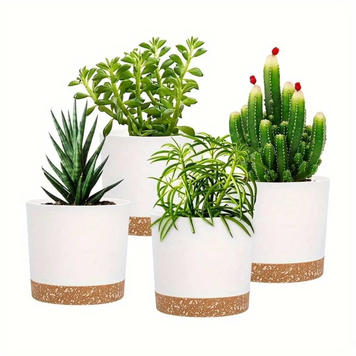 Carvallo Planter med Avtagbart Botten | Andningsbar Blomkruka | Självvattnande & Korrosionsbeständig | 4-pack