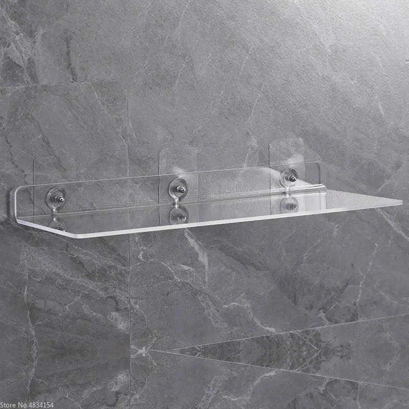 Carvallo Living | Akryl Vägg hylla | Transparent svävande hylla för badrum, kök och vardagsrum | 20–50 cm | Platsbesparande förvaring
