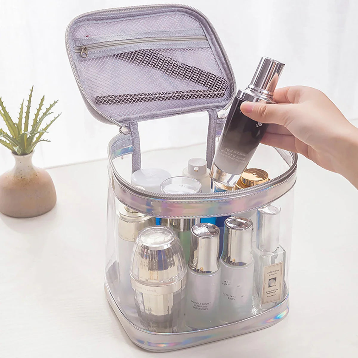 Carvallo Kosmetikväska Transparent | Vattentät & Bärbar | Necessär i PVC för resor & vardag