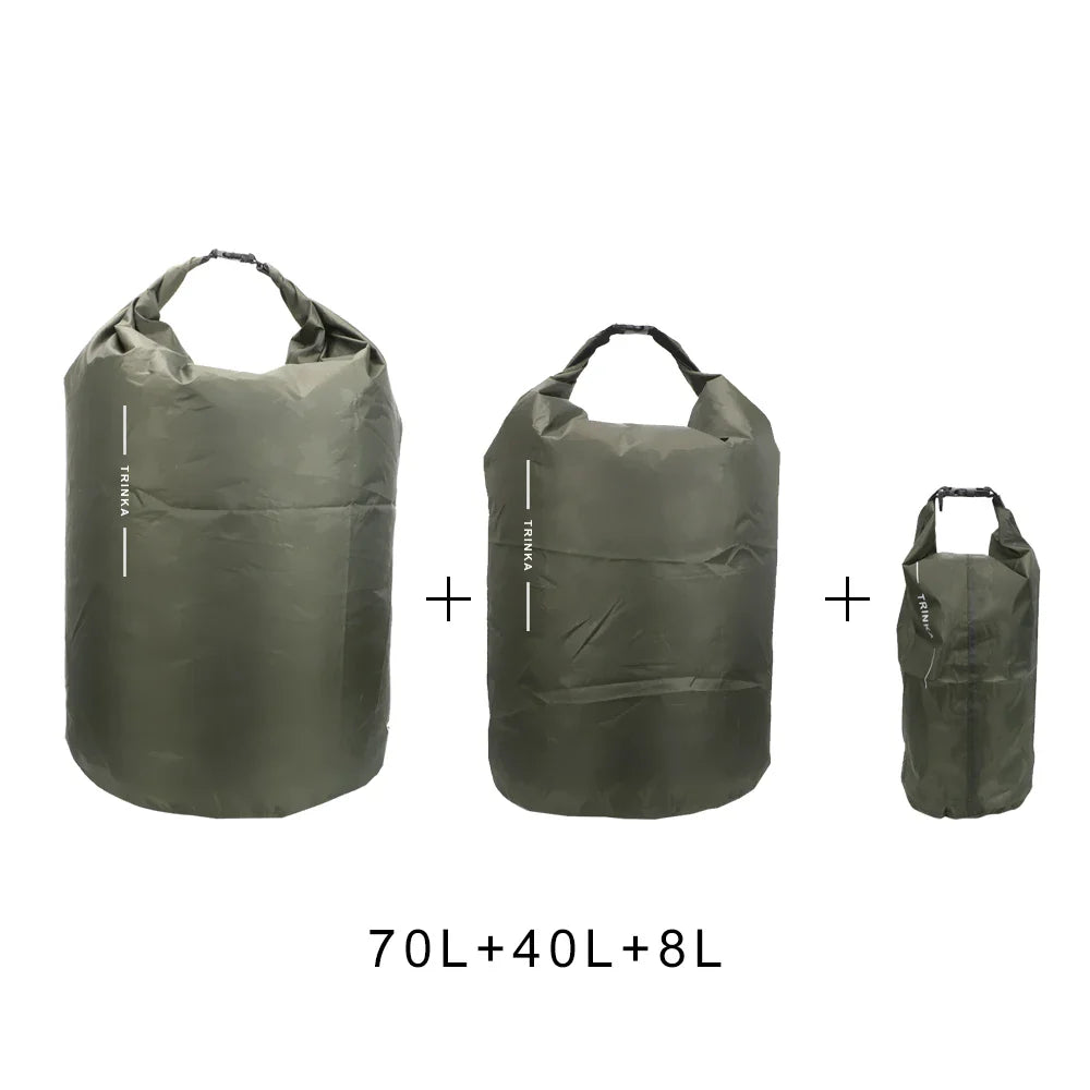 Carvallo Vattentäta packpåsar 8L / 40L / 70L | Ultralätta & Hållbara | För kajak, båt, camping & utomhusresor