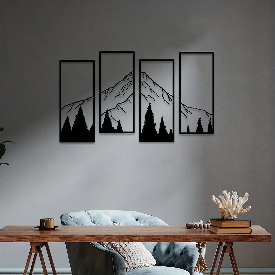 Majestic Mountains Väggdekoration – Fyra-delars Konstset