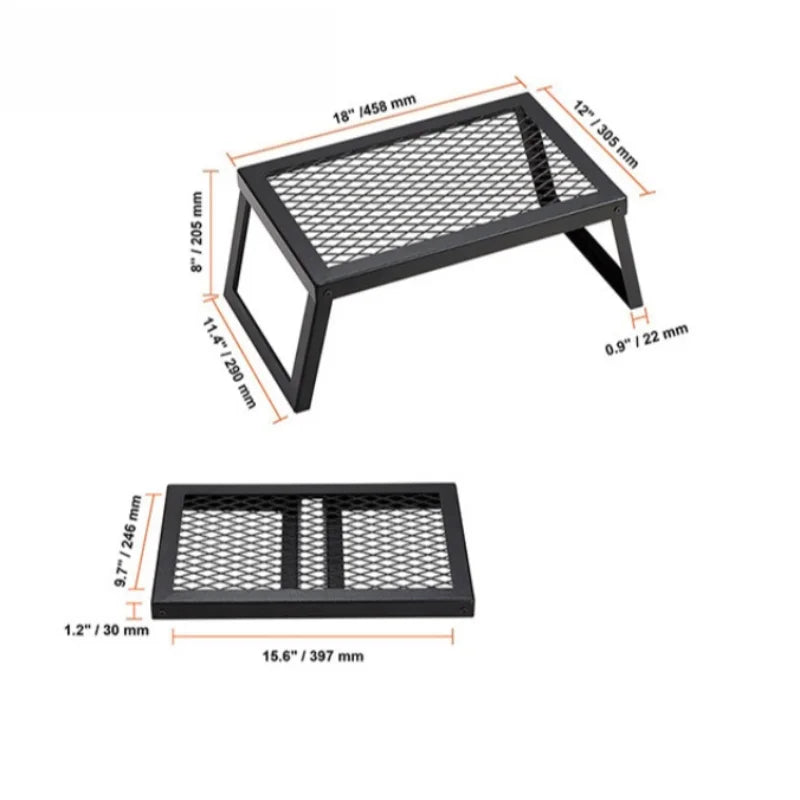 Carvallo Fold Fällbar Grillgaller | Bärbar Rostfritt Stål-Grillställning | För BBQ, Camping & Utomhus | 32 × 21 × 16 cm
