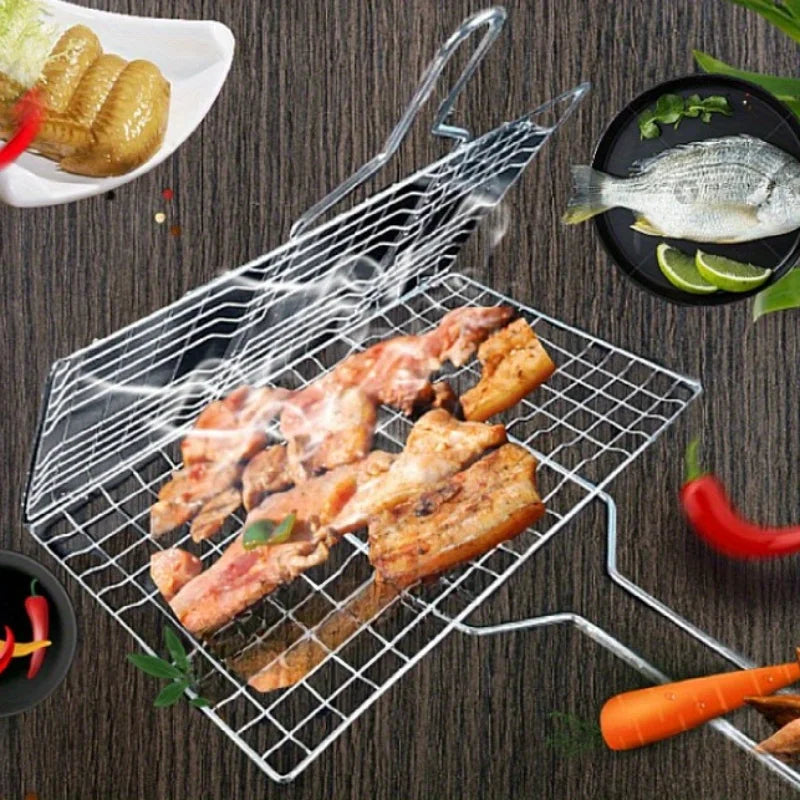 Carvallo GrillMate Grillkorg Rostfritt stål | Fällbar & Non-stick | Med handtag | För kött, fisk & grönsaker | Högtemperaturbeständig