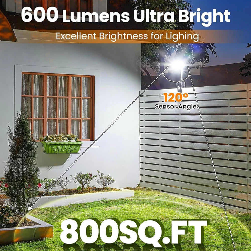 Carvallo Solar-vägglampa | 92 LEDs | Rörelsesensor & 3 lägen | IP65 Vattentålig