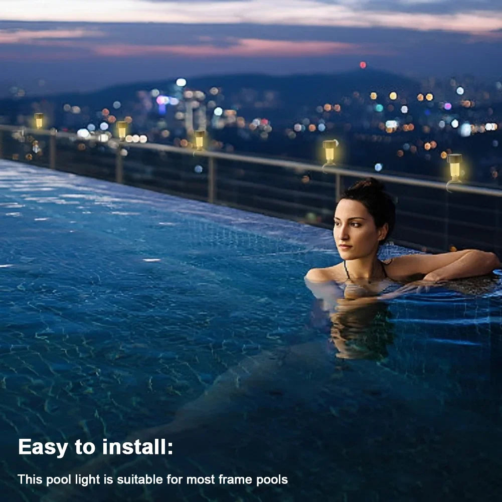 Carvallo GlowClips Solpoolbelysning 6-pack | Varmvit & RGB färgväxling | IP44 vattentålig | För staket & poolkant