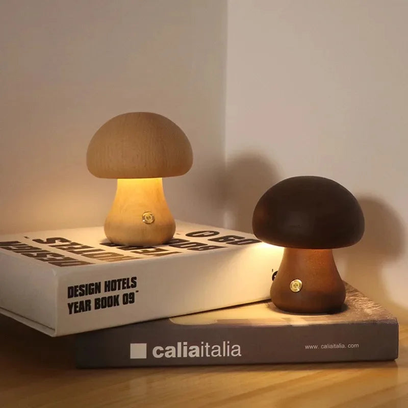 LED Svamp Nattlampa med Touch Switch – Justerbar Trä Sänglampа