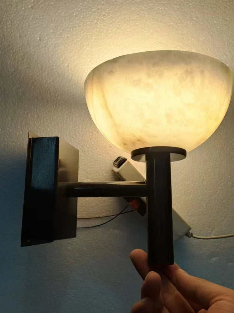 MarbleLuxe - Lyxig Antik Marmor Vägglampa för Sovrum och Vardagsrum