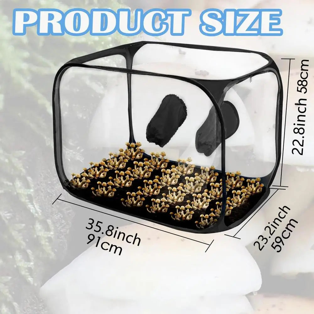 Carvallo MycoCube 91 | Transparent PVC-växthus | Fällbar &amp; Lufttät | 91x59x58 cm