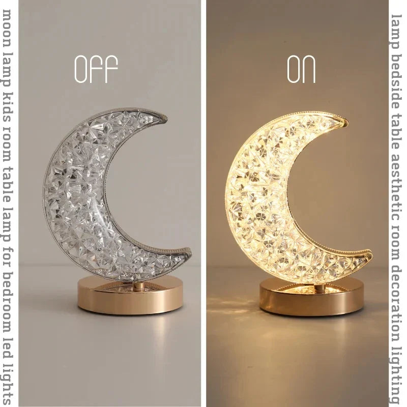 Carvallo Kristall Nattljus Touch | Dimbar 3D Månlampa | USB Bords-lampa | För Sovrum &amp; Dekoration