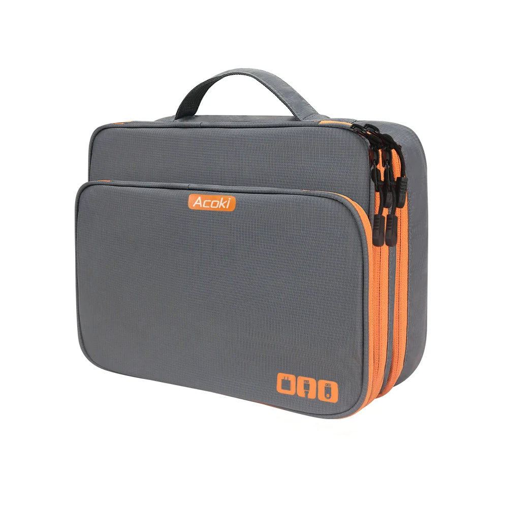 Carvallo-Organizer TECHNIVO LayerPro | 3-lagers Kabelväska | Vattentät & Stort Volym | För iPad, Laddare & Tillbehör