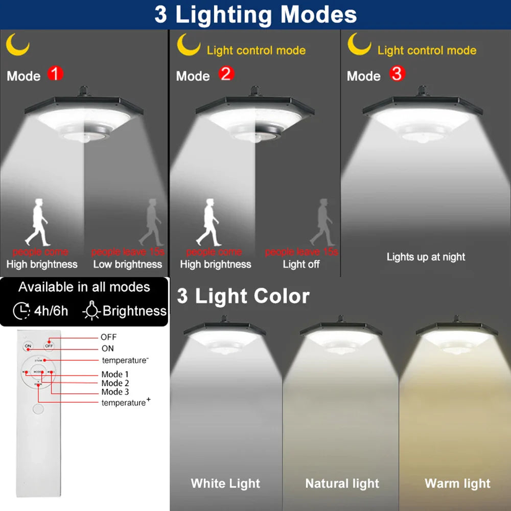 Carvallo Solar-Hänglampa | 228 LEDs | 4400mAh Batteri | 3 Ljuslägen & Fjärrkontroll | Inomhus & Utomhus | IP65