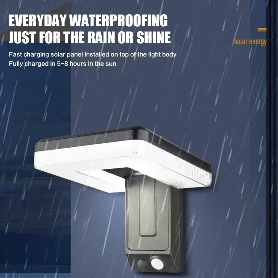 Carvallo FoldWall Solar-vägglampa | 3 belysningslägen | 120° svängbar | Med rörelsesensor & skymningsrelä