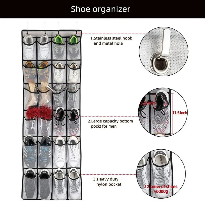Carvallo-skoorganisatör Ordivo 24-fack | Hängande & Platsbesparande | 150 × 55 cm | För skor, strumpor & tillbehör