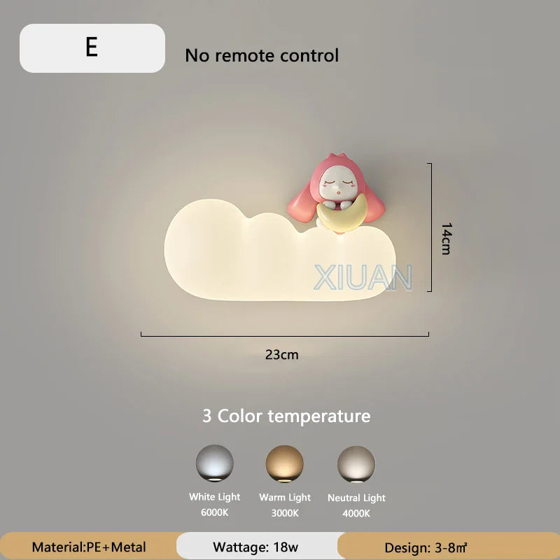KinderDroom - LED Vägglampa för Barnrum med Tecknade Djurdesign