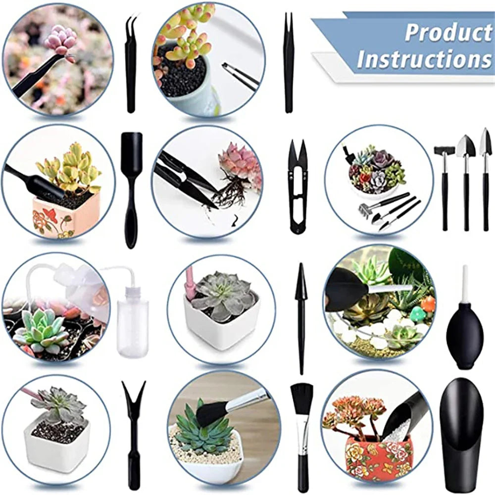 Carvallo Mini Trädgårdsverktyg Set | Ergonomisk &amp; Platsbesparande | För Sukkulenter &amp; Bonsai | 5/8/13-delar