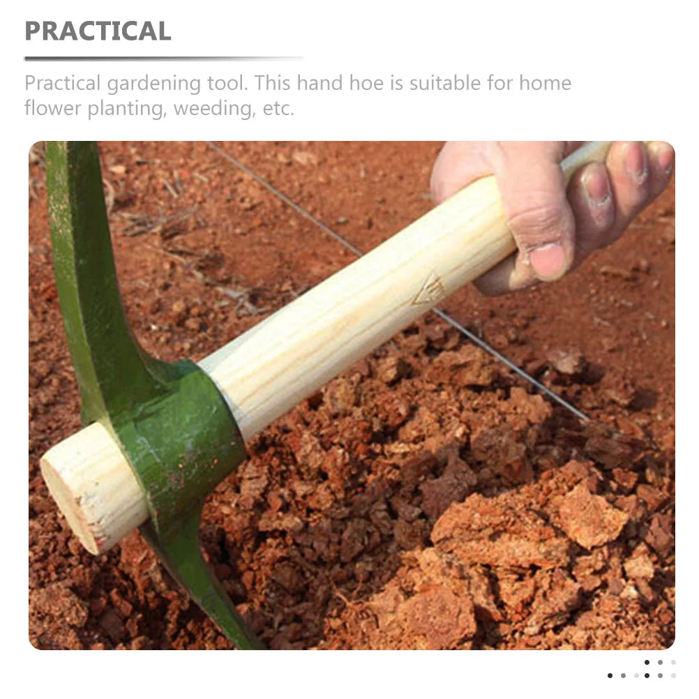 Carvallo Trädgårdshacka av stål | Hålsmidda & handhållen | Robust verktyg med trähandtag | 35×23×5,2 cm