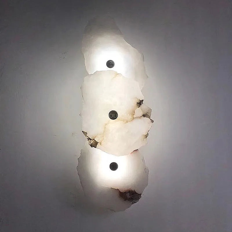 Lyxig naturlig marmor LED-vägglampa med koppardetaljer – modern inomhusvägglampa för sovrum och vardagsrumsinredning