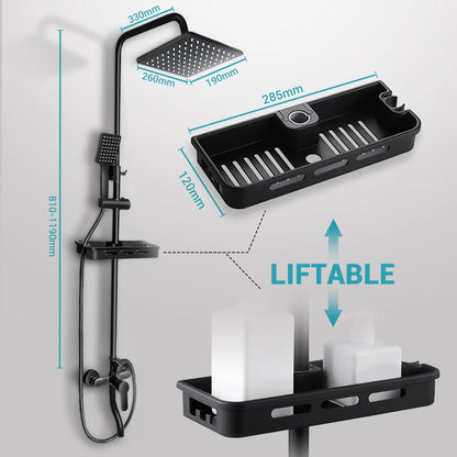 Bravur Dual | Svart duscharmatur i mässing med bidetfunktion och hylla