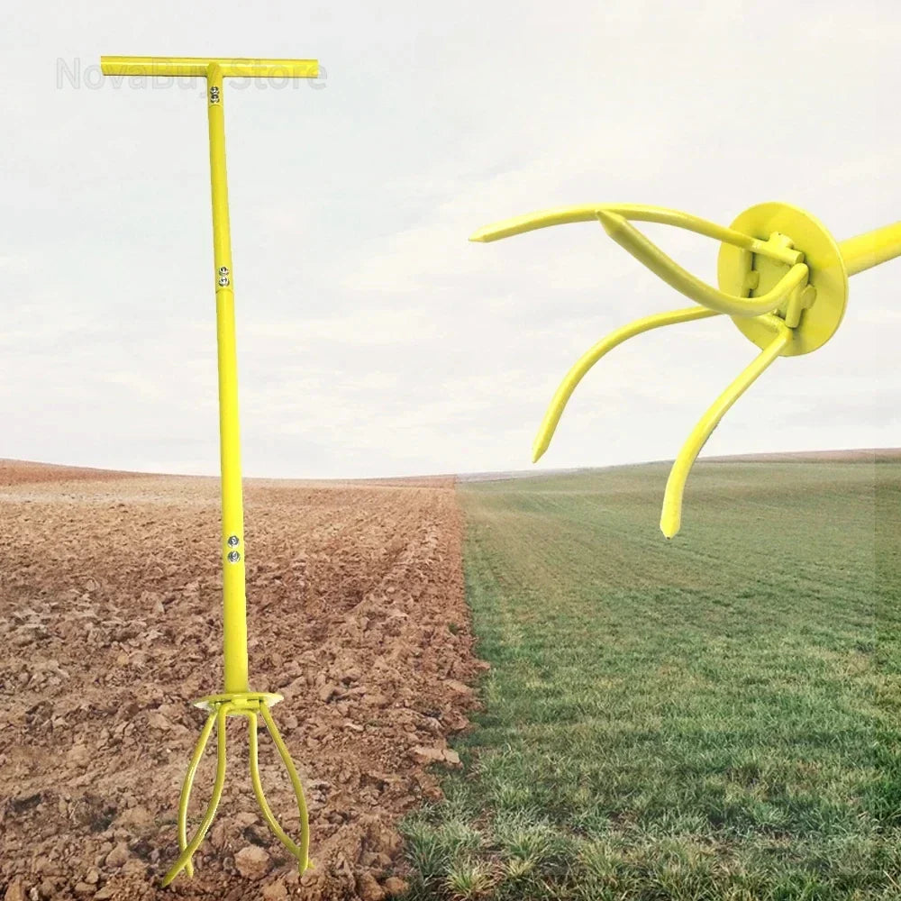 Carvallo Ergonomisk Bakhackare med T-handtag | Höjdjusterbar | För Trädgård & Rabattvård | Manuellt Grävverktyg