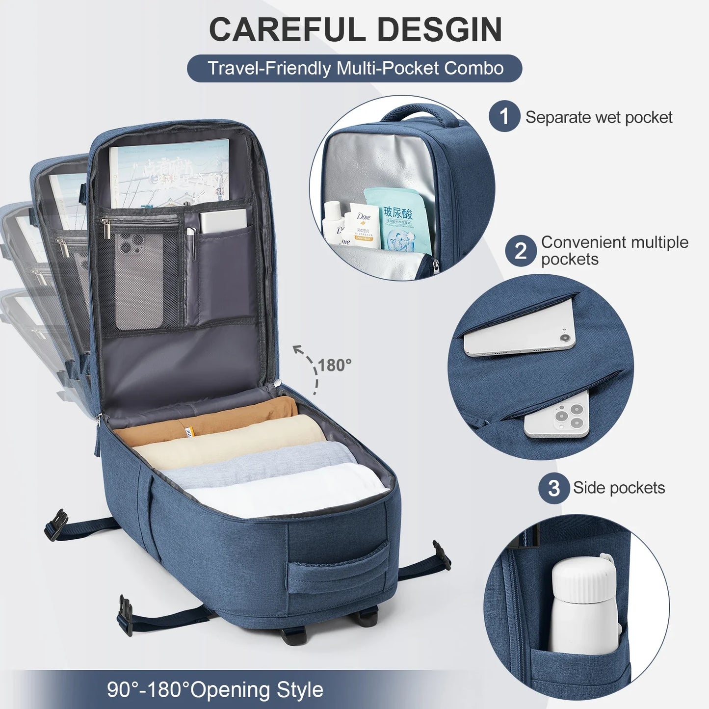 Carvallo Travomate | Vattentät & Mångsidig | 15,6" Laptopfack | Stor kapacitet med våt-torr separation