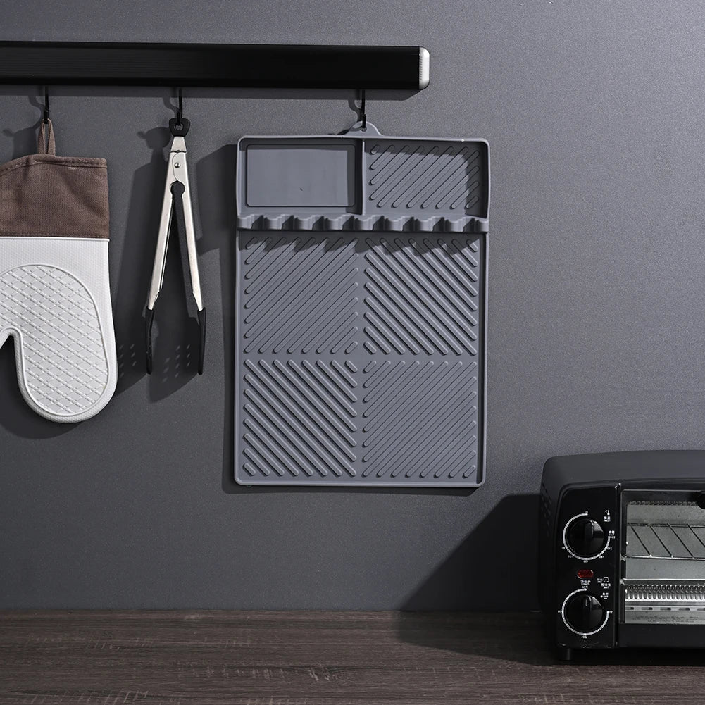 Carvallo Rektangulär Silikon-Uppläggningsmatta | Värmebeständig & Diskmaskinssäker | Oljeuppsamlings- och Avtorkningsmatta för Kök & Ugn