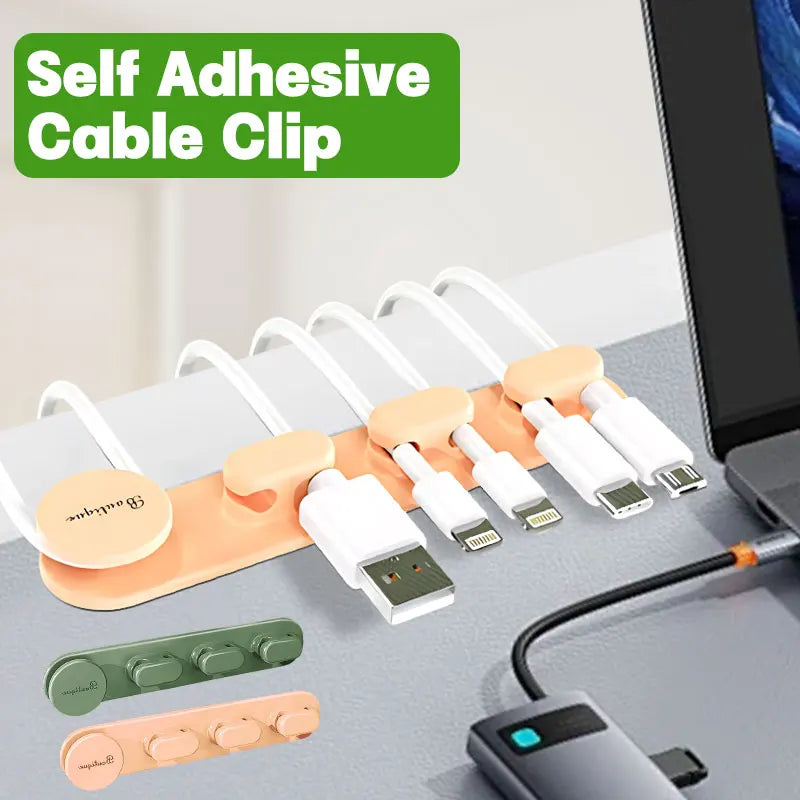 Carvallo ClipLine Set Självhäftande Kabelklipp | Kabelhantering för skrivbord, kontor & hem