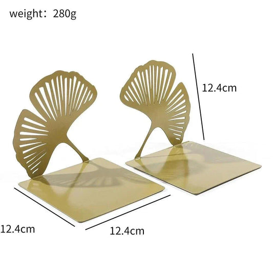 Eleganta Ginkgo-bokstöd i guld – Robust & stilfull dekoration för bokälskare
