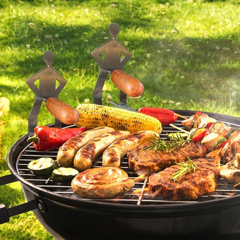 Carvallo HotDogHero Rolig korvgrillhållare i rostfritt stål | Humanoid design | För BBQ, camping och picknick