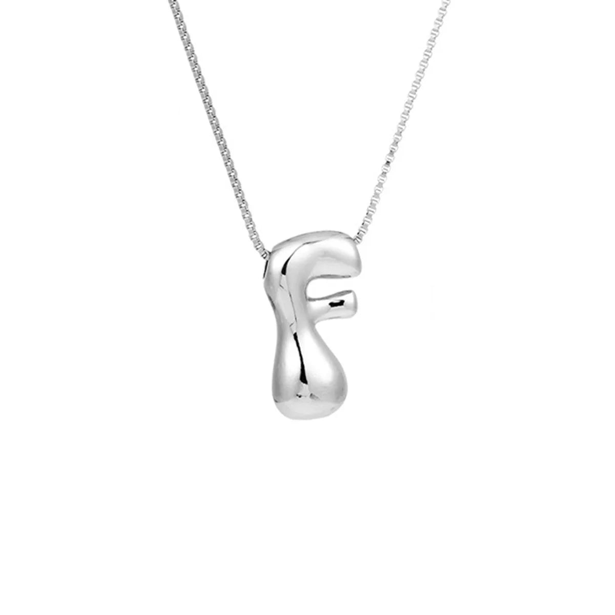 Royelux A-Z Ballong Bubbel Bokstav Hänge Halsband – Silver Chunky Initial Smycken