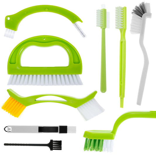 Carvallo Rengöringsborstar Set | 9-pack Fog- & Spårborstar | Ergonomisk & Återanvändbar | För Bad, Kök & Fönster