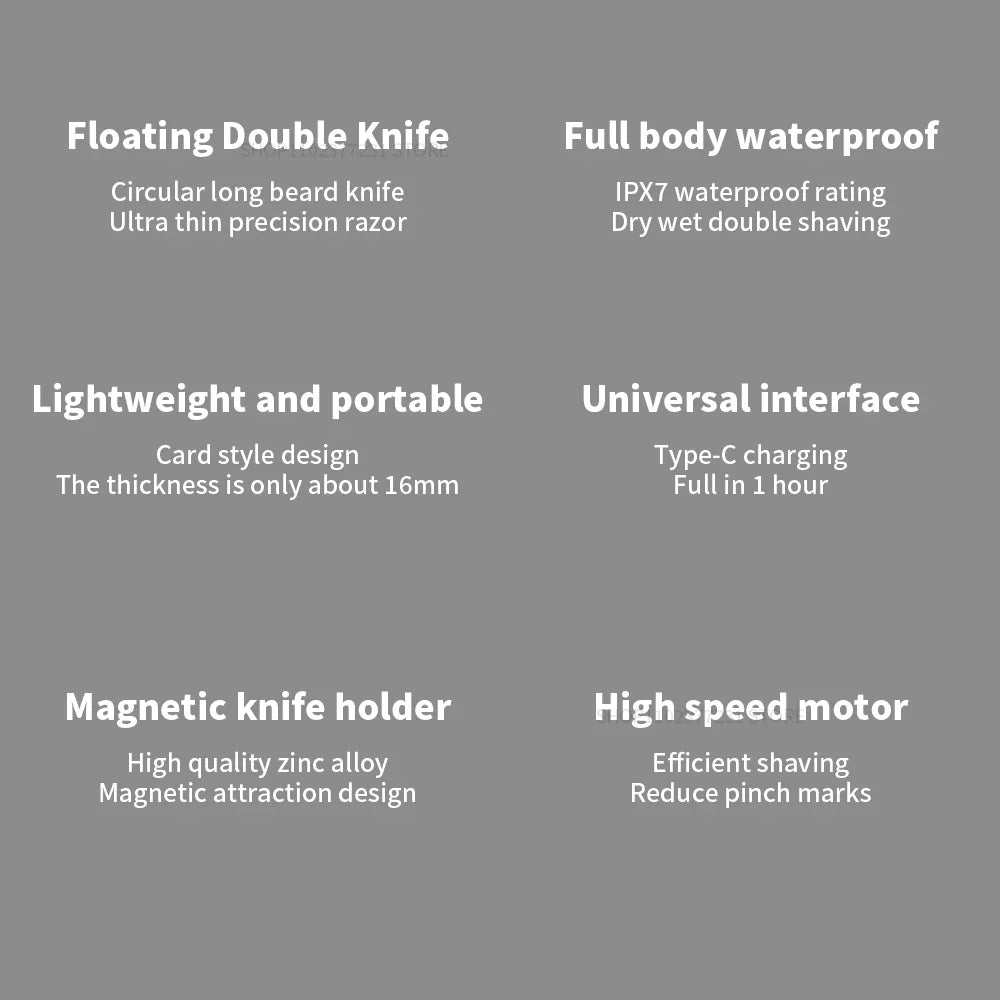 Royallure Elektrisk Rakapparat Dubbel Blad med Hög Hastighet Motor, IPX7 Vattentålig Rakkniv