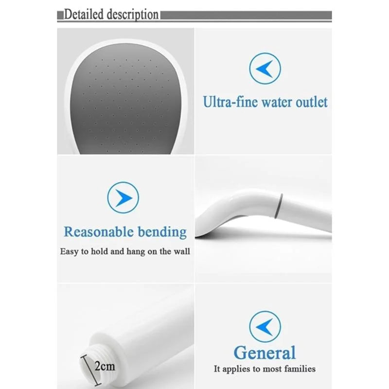 Carvallo Högtrycksduschhuvud med vattensparfunktion | Vit handdusch med filter & standardanslutning – 22×12×7,4 cm
