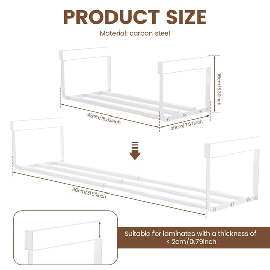 Carvallo | Teleskopiskt hängande hylla för skåp | Justerbar 38,5–70,5 cm | För kök, badrum & kontor