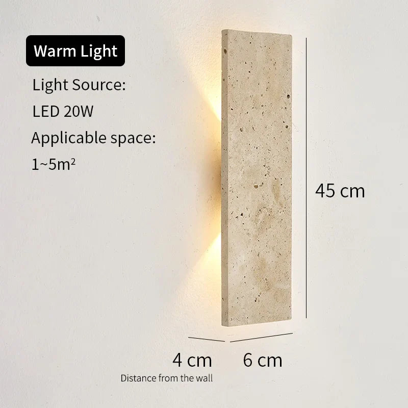 Ljussten Alto | Natursten LED-vägglampa för utomhusområden