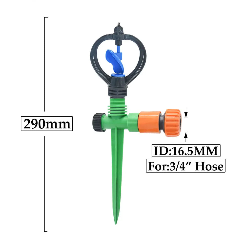 Carvallo Trädgårdssprinkler 360° vridbar | Automatisk bevattning | Vortex-dysor | 4–5 m räckvidd