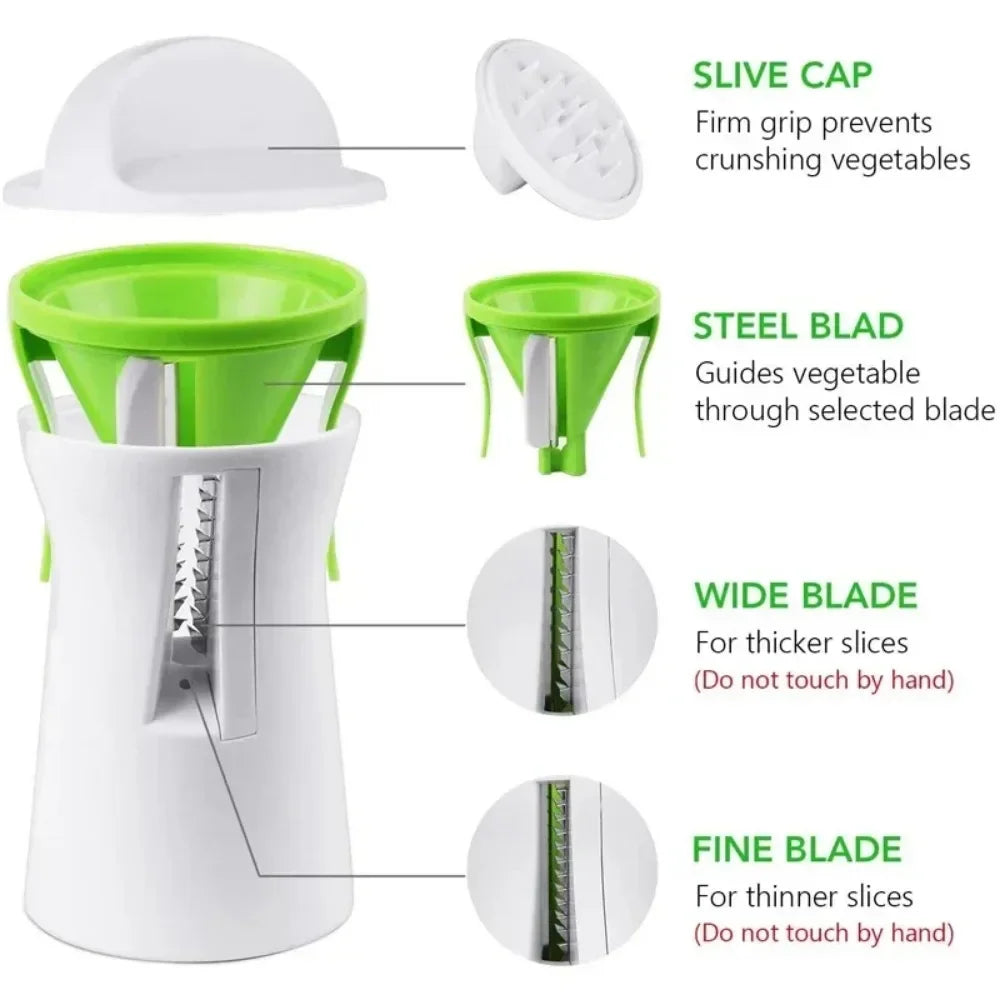 Carvallo Spiral Cutter | For Vegetables & Cheese | Manual & Compact | Stainless Steel & BPA-free Plastic