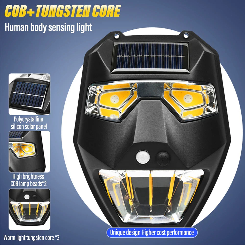 Carvallo Solarlampa Vägg utomhus med rörelsesensor | 5 ljuslägen | Intelligent ljusstyrning & Infraröd sensor | Vattentät