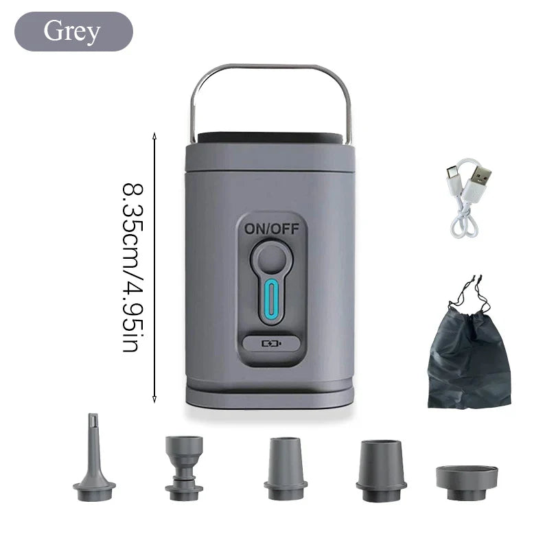 Carvallo Mini Luftpump | Ultra Kompakt & USB-C Uppladdningsbar | 5 Munstycken | 200L/min Effekt