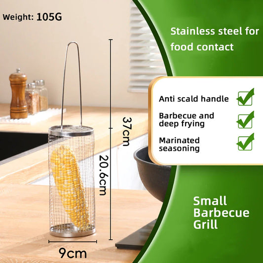 Carvallo ProMesh Grillkorb rostfritt stål | Värmebeständig & med ergonomiskt handtag | För kött, grönsaker & mer | 37/47 cm | Direkt över glöd