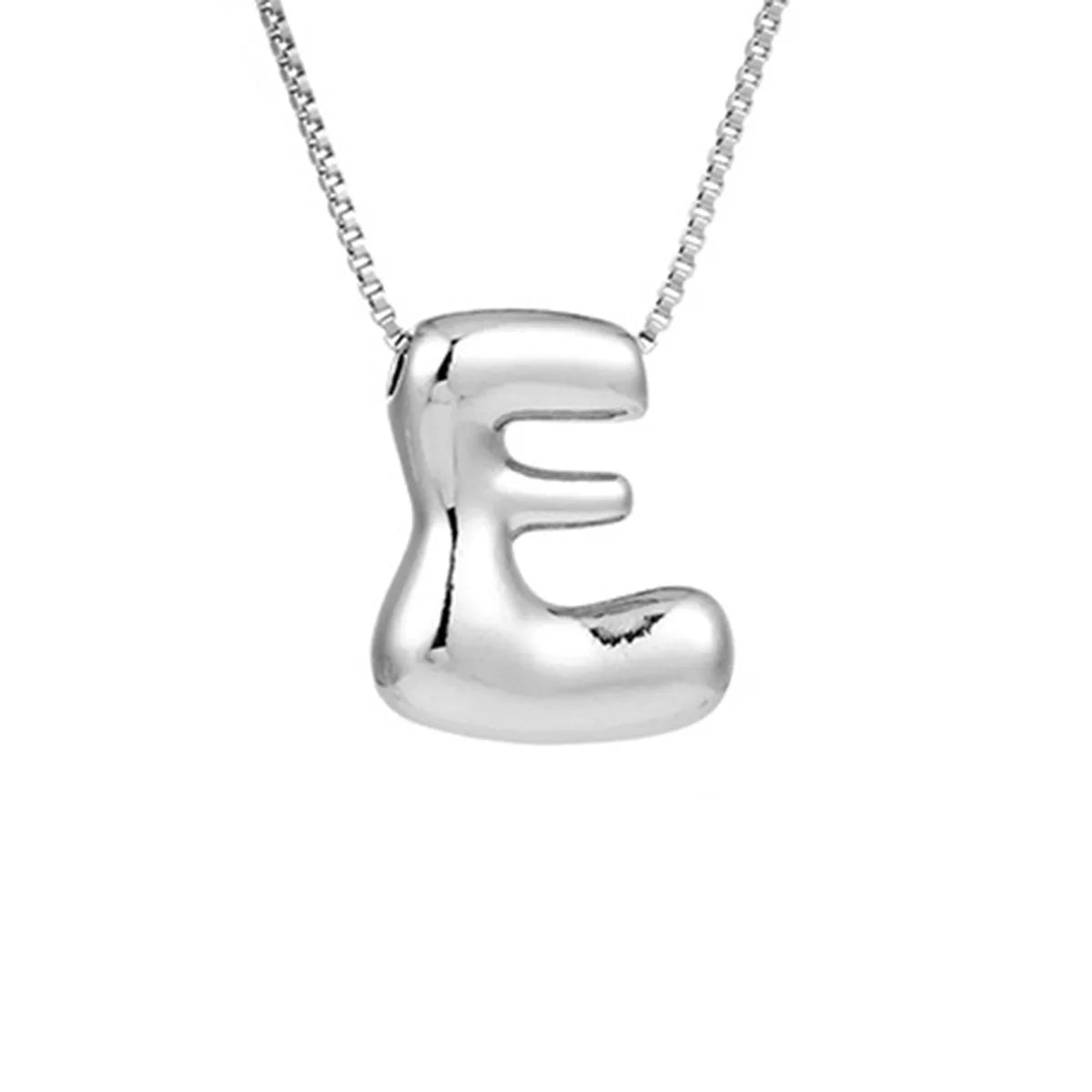 Royelux A-Z Ballong Bubbel Bokstav Hänge Halsband – Silver Chunky Initial Smycken