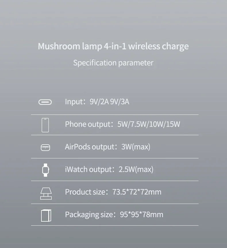 4 i 1 Magnetisk Trådlös Laddning Med Nattljus