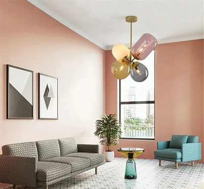 Antheia – Lyx Hänglampa av Färgade Glas med Konstnärlig Design