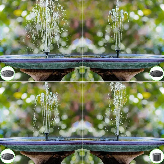 Carvallo Solar Fontänpump 1.5W | Med 6 Munstycken & Solpanel | För Fågelbad, Dammar & Trädgårdar