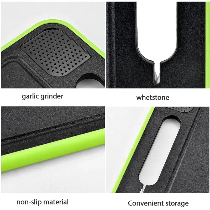 Carvallo Multifunktionellt Skärbräda | Med Avfrostningsplatta & Knivslip | Dubbelanvändbar | Grå/Svart