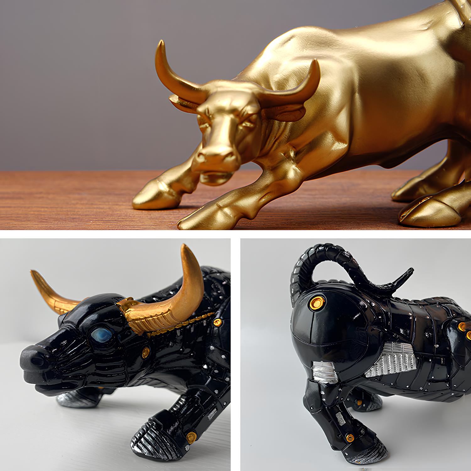 Elévo | Wall Street Bull Market Resin Ornament Feng Shui Wealth Figur Figurine