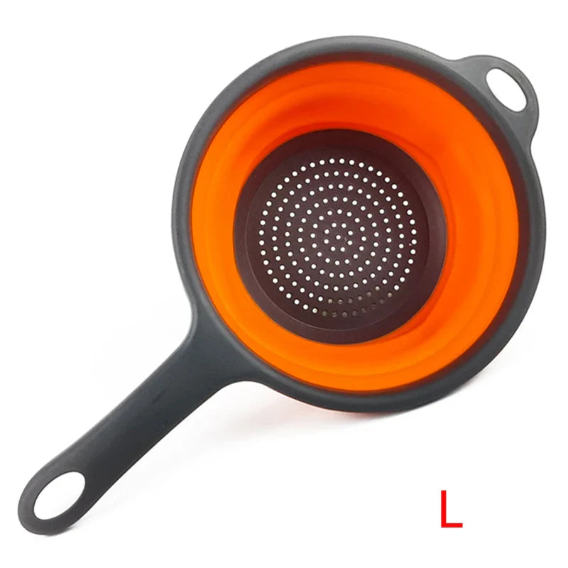 Carvallo Fällbart Silikon-sil med Handtag | Platsbesparande Kökssil för Avrinning av Pasta, Grönsaker & Frukt | Värmeresistent & BPA-fri