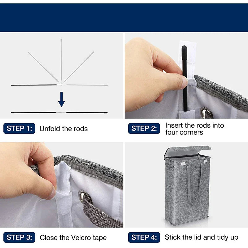 Carvallo Tvättkorg 45L | Smal & Platsbesparande med Lock | Vattenavvisande & Modernt Design | För Bad, Sovrum & Hall