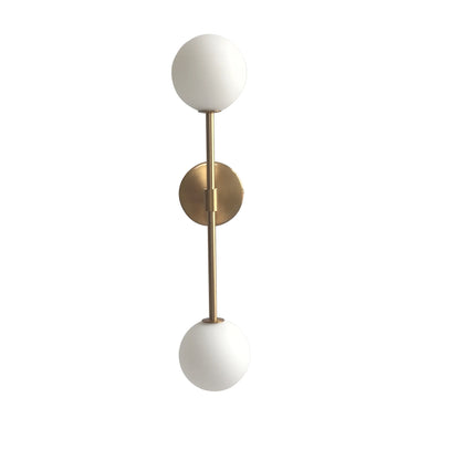 LuxeLED - Guld Vägglampa med Mjölkglasboll och Dubbel G4 Lampa